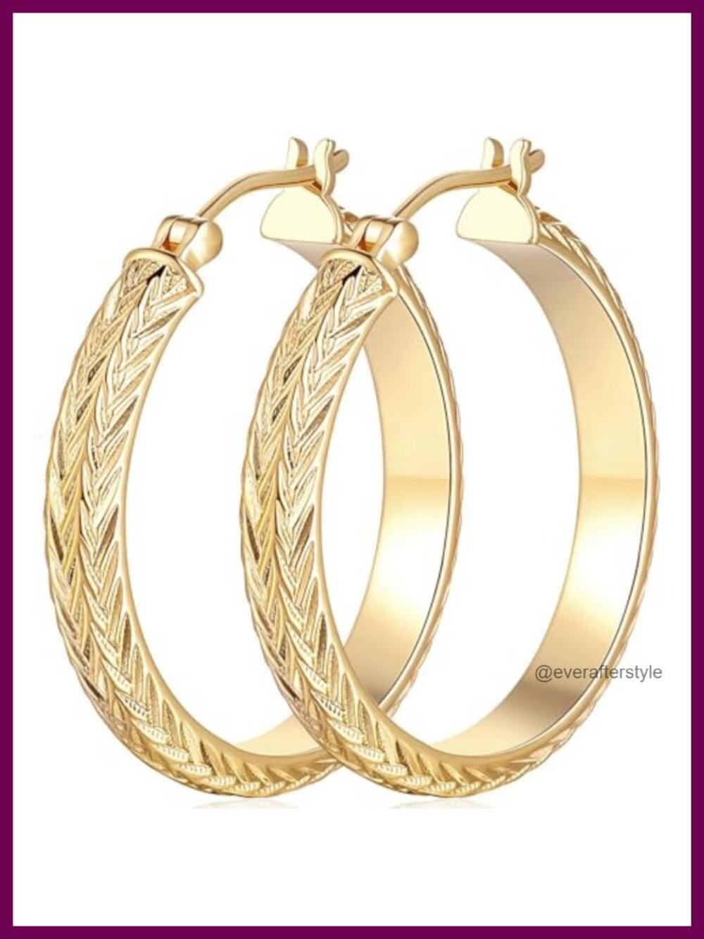 14k Gold Plated Hoop Earrings for Women Chunky V-Shaped Latch Back